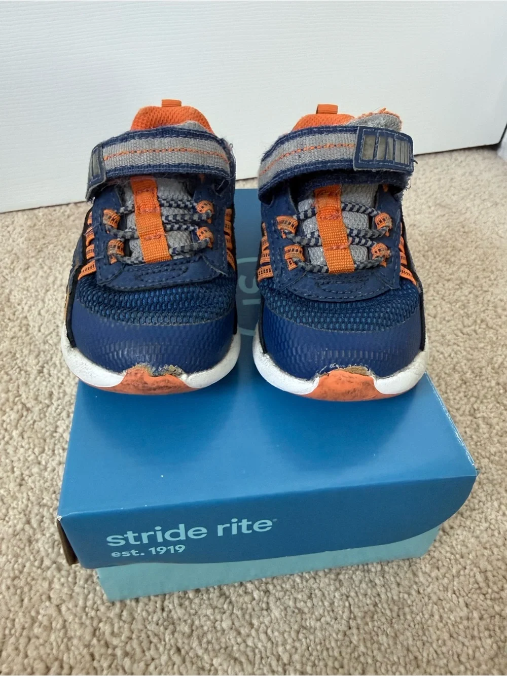 Stride Rite Navy and Orange Toddler Athletic Sneakers 6.5XW m2p journey